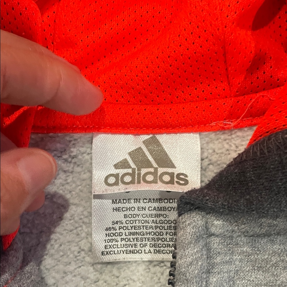 Adidas Kids Gray Hoodie with Blue and Orange Accents (B) - Picture 3 of 4